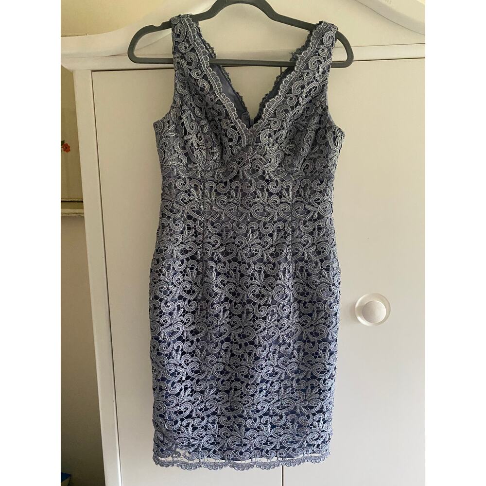 Vintage Adrianna Papell Gray Sleeveless Lace Dress 6P
